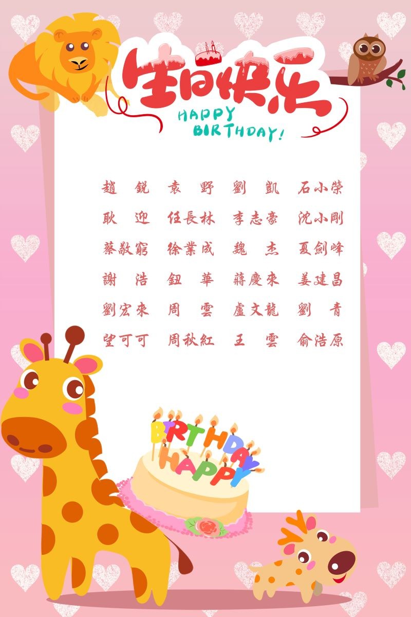 【生日祝福】恭祝08月生日的員工生日快樂！